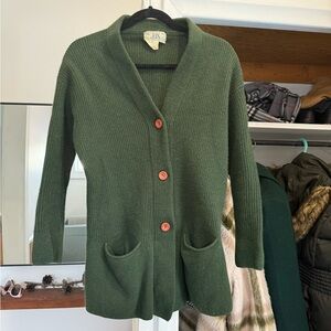 Women's Green Wool Cardigan Sweater